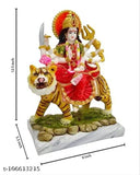 Marble finish Goddess Durga Durga Idol Sherawali MATA statue, 6-inch tall spiritual puja showpiece, Indian handcrafted religious murti for home decor or pooja gift item