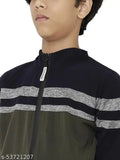Blue and black kids color block jacket with a zip closure
