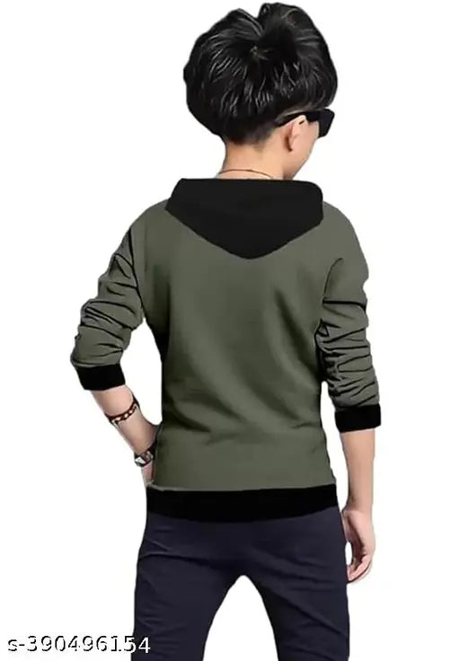 Printed black cotton blend hooded T-shirts for kids pack of 2, featuring lion and Paris design