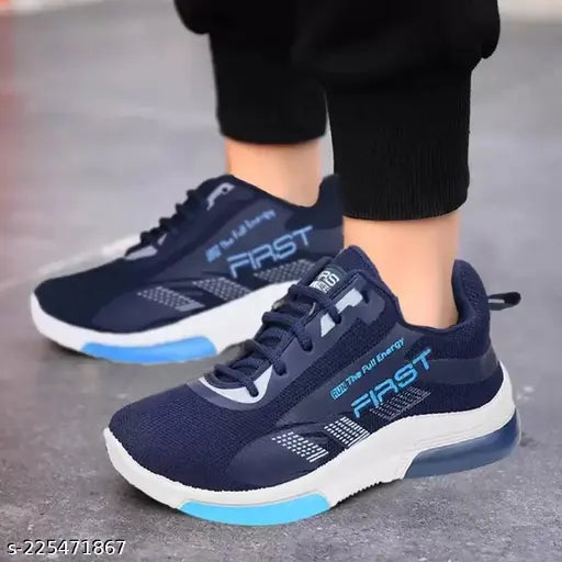 Lightweight casual sport shoes for kids, unisex design, navy blue color, suitable for running and walking