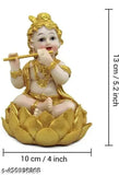 Resin Krishna idol, 'Laddu Gopal' Makhan Chor statue for gift, Indian home decor or pooja showpiece (13cm x 13cm x 10cm)