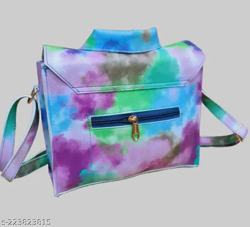 Colorful tie-dye sling bag, adjustable shoulder strap