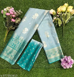 Gold foil printed Moss Chiffon silk Saree & blouse for weddings, parties, or office - Indian summer collection