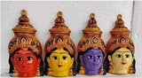 Seven decorative Indian face figurines, vibrant colors, 7 inches