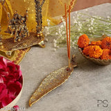 Agar batti stand, aluminum incense holder with gold Ganesh design, Indian metal idol for burning agarbattis