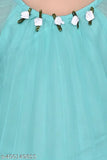 Green soft silk palazzo set with embellished sleeves for toddlers (1-2, 2-3, 4-5 years) - Made in India