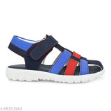 Modern trendy boys sandals, blue straps with red and navy accents