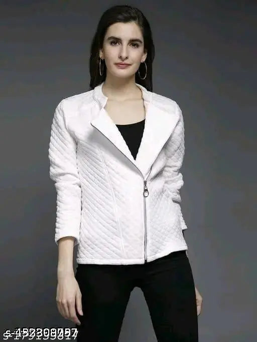 Women's solid polycotton checked full-sleeve zipper jacket, long sleeve jacket for women on hanger