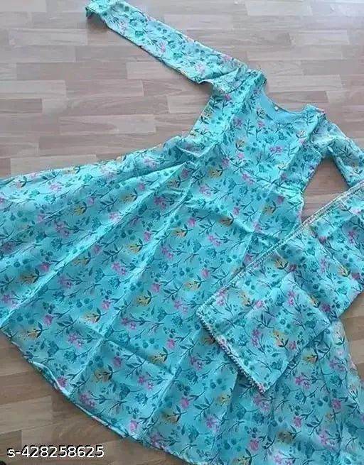 Trendy Georgette dress with digital flower printed duppata, ideal for parties and weddings, country of origin: India