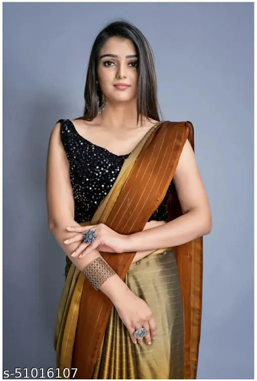 Rainbow colorblocked chiffon saree with velvet separate blouse, Indian handloom fashion