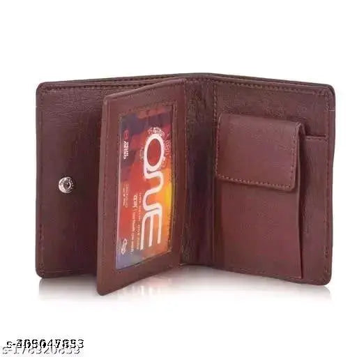 Solid faux leather bi-fold wallet, perfect for men's everyday use, Indian origin