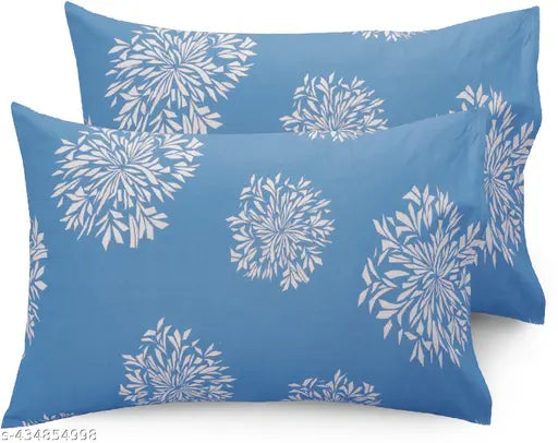 Soft cotton blend botanical print fitted double bedsheet with 2 pillow covers, ideal for summer - LOPUNNY