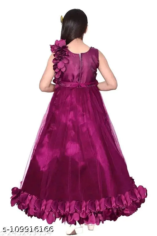 Purple WEARBLISS Girls Embellished Net Gown, ideal for special occasions, made in India