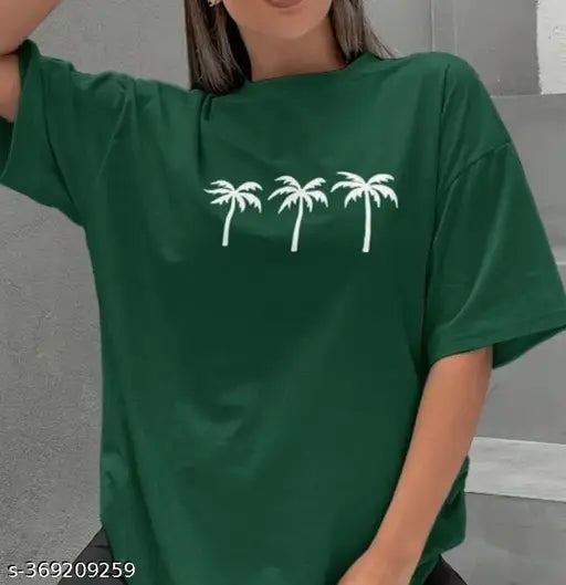 Women's cotton crew neck T-shirt, olive green