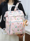Pink polyester diaper bag with water-resistant oxford fabric, big exposure design, and multiple functional pockets for baby essentials