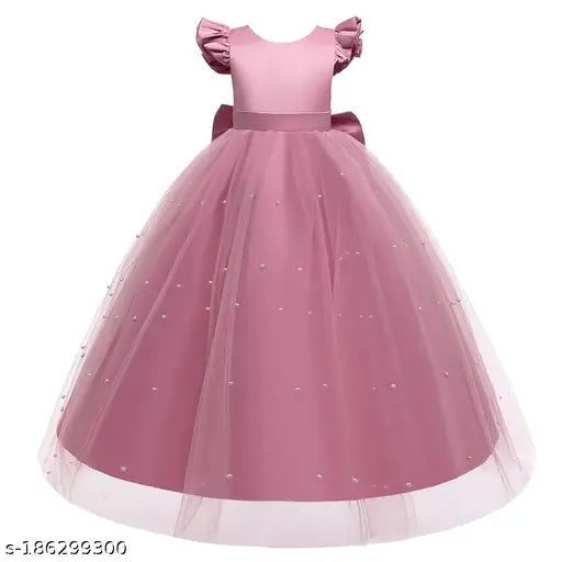 Embellished maxi-length net gown for kids, 11-12 years, India origin