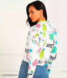 Trendy Samani printed design cotton long sleeve jacket, denim blend, women's fashion wear