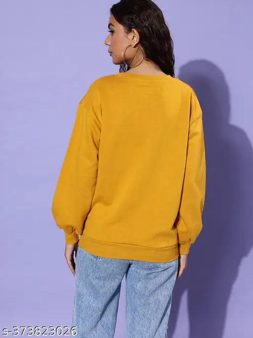 Oversized cotton Dillinger Mustard sweatshirt with printed pattern, perfect for casual wear, made in India