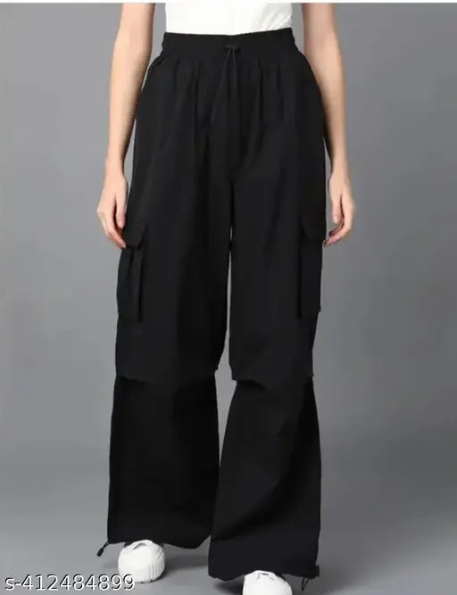 Black pants with side pockets and elastic waistband