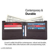 Brown genuine leather men's slim wallet, perfect for everyday use in the CasualTrendy Collection. RFID protected with 2 compartments and a sleek design