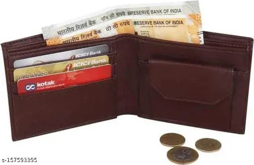 Brown PU leather Sonrisa Men casual wallet, 10 card slots, trendy design for evening/party wear
