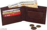 Brown PU leather Sonrisa Men casual wallet, 10 card slots, trendy design for evening/party wear