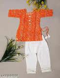 Pure cotton Leheriya Kurti & pant set for baby girl, 12-18 months size, A-line shape, printed pattern