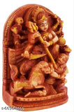 Brown ceramic Durga statue, intricately detailed Sherawali Maa figurine for Pooja home decor