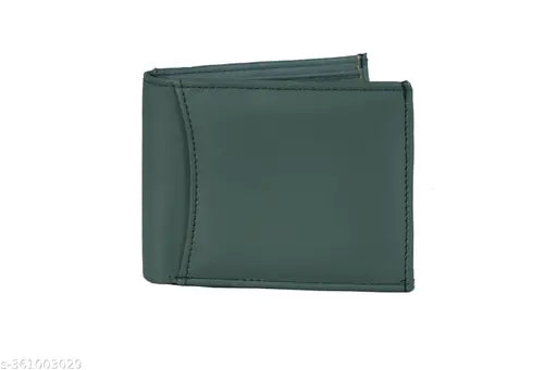 Light green leather men's wallet with 9 card slots, 2 currencies, secret compartments, and 3 ID card slots. Handmade from genuine top-grained leather for durability and ageing elegance. Compact yet spacious design (4.5 x 3.7 x 0.7 inches). Made in India