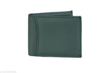Light green leather men's wallet with 9 card slots, 2 currencies, secret compartments, and 3 ID card slots. Handmade from genuine top-grained leather for durability and ageing elegance. Compact yet spacious design (4.5 x 3.7 x 0.7 inches). Made in India