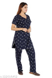 Muskaan Rayon Cotton night suit top and pyjama set with pocket, printed net design, soft quality fabric, comfortable and long-lasting bedroom wear