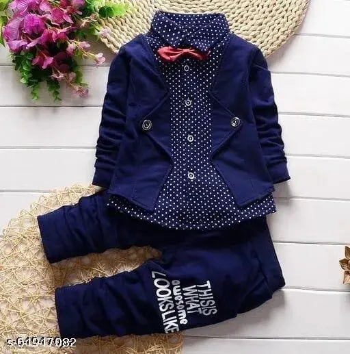 Boys clothing set - polyester long sleeves, printed design for 0-5 years old, India origin