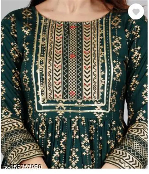 Rayon three-quarter sleeve D144 gold print shirt, vibrant printed combo on display