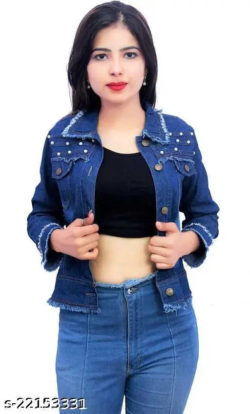 Denim Alisha Drishya ethnic jacket for women, solid pattern, long sleeves, by S.A.F Creation, India