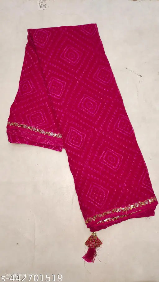 Georgette saree with Bandhani pattern, under 399, plane style