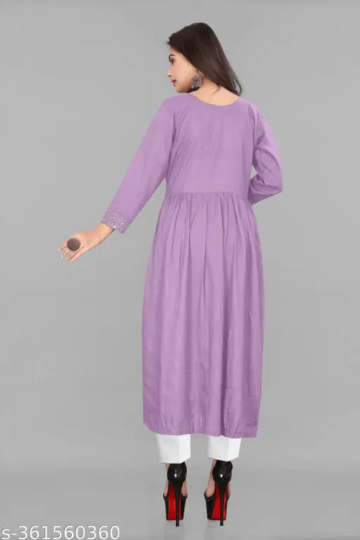 Purple rayon kameez with ankle-length skirt