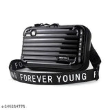 Black crossbody sling mini suitcase convertible cosmetic bag with adjustable strap