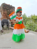 Tricolor net frock for baby girl, celebrating Independence Day with tri-color design