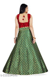 Soft Silk Lehenga Chanderi silk dupatta, zari woven zigzag pattern, semi-stitched in SHAVIDR Banarasi collection for young girls aged 7-16 years, handcrafted Indian lehenga choli with heavy brocade fabric and mirror work