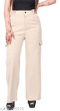 Khaki cargo pants with elastic waistband