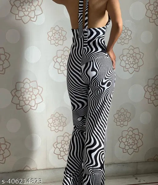 Animal print Lycra jumpsuit for women, sleeveless, Indian origin