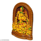 Rainbow-feathered terracotta Ekachala Durga god idol, small size, handpainted from India