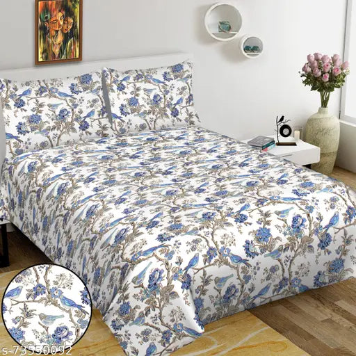 Multicolor Sangaeri print King size cotton bedsheets (144 thread count, 2 pillow covers), vibrant Jaipur floral design, perfect for summer