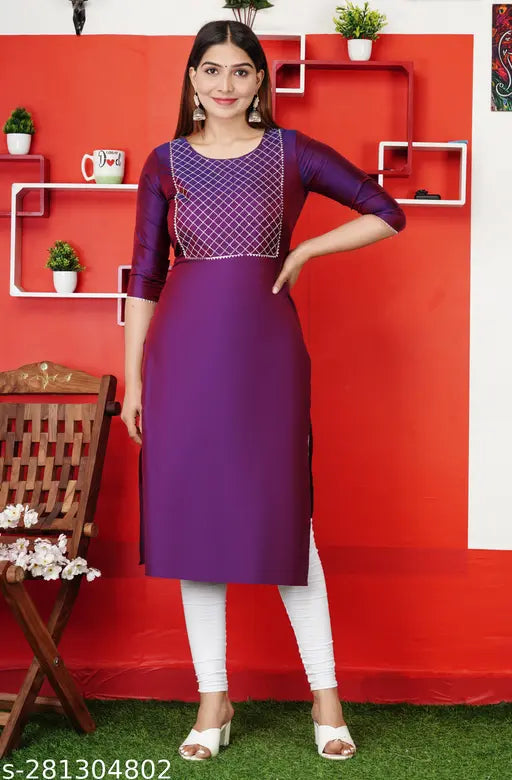Art Silk Wine Embroidered A-Line Kurta by Alisha fashionbale for women's formal events, India origin