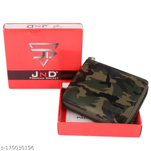 Faux leather men's small army round zip wallet, printed net design, durable lining, 2 compartments, made in high-quality PU leather, perfect for carrying cards and cash, Indian craftsmanship