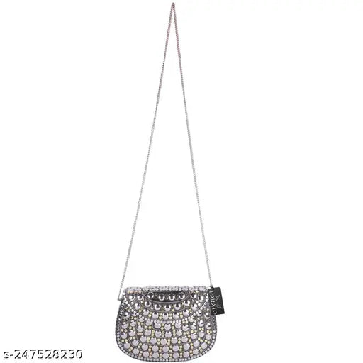 PARATO silver metal party clutch sling bag
