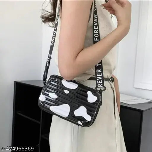 Acrylic sling bag, multicolor print, adjustable strap
