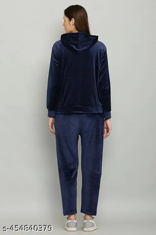 Long-sleeved velvet Women's Solid Super Softy Cord-Set, soft and warm winter fabric, India origin