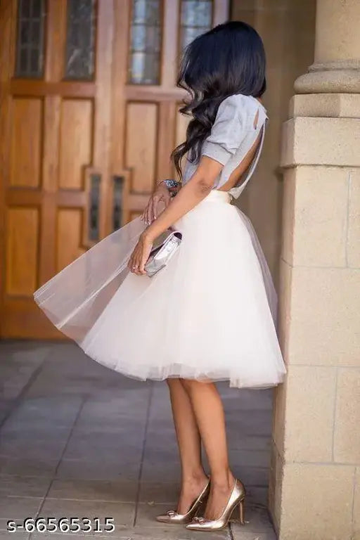 White lace western skirt, off-the-shoulder blouse with ruffled sleeves, casual dress set