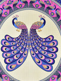 Cotton Double Bedsheet Peacock Printed Blue color with 2 Pillow Cover (Pack of 1)
